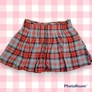 Y2k style red plaid mini skirt